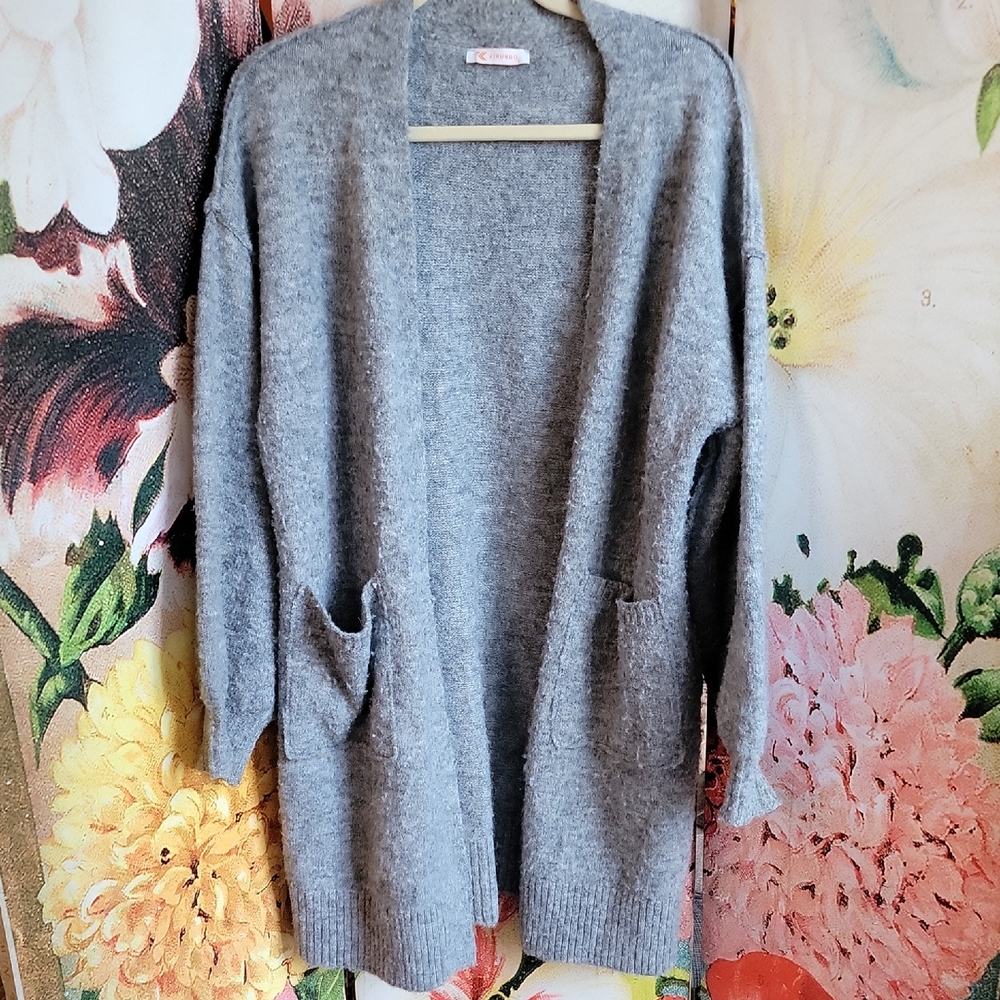 KIRUNDO Gray Cardigan for Women Oversized Sweater Jacket Ladies Slouchy